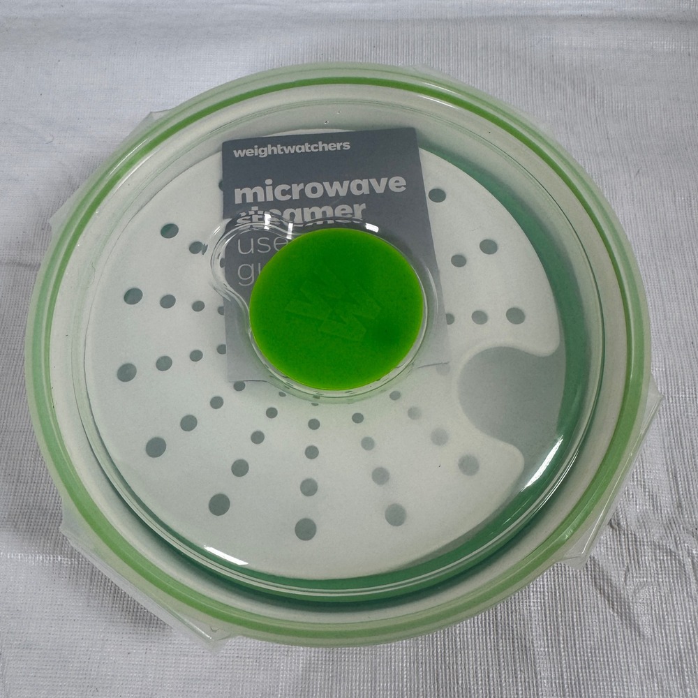 Weight Watchers Collapsible Microwave Steamer Bowl Green White BPA Free